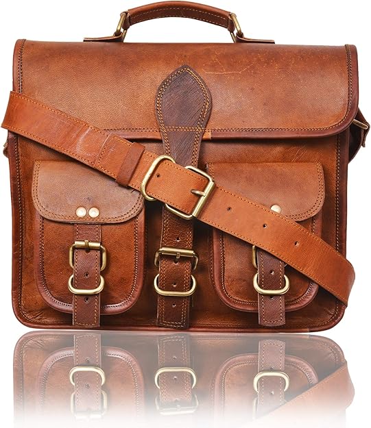 aryanexports 13 英寸复古工艺手工皮革邮差包男士复古男士极客公文包